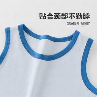 MQDMINI童装儿童套装男童背心短裤夏季小童运动套宝宝衣服 呆呆熊沐云蓝 120