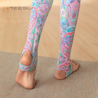 美愫高腰踩脚瑜伽裤女外穿脚蹬裤专业运动裤印花瑜伽服九分裤 XL