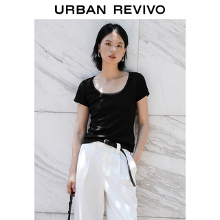  URBAN REVIVO 显瘦 女士短袖T恤  黑色 M
