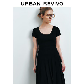  URBAN REVIVO 显瘦 女士短袖T恤  黑色 M