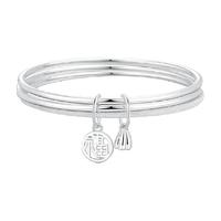 【中国黄金】珍尚银三生三世纯银手镯女足银实心福字2025镯子