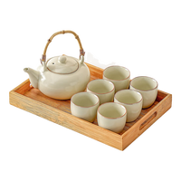 原和大容量黄汝窑提梁壶茶具套装家用宿舍茶壶茶杯简洁泡茶壶喝茶整套