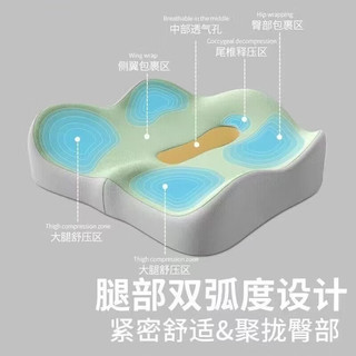 星寇北欧慢回弹透气坐垫办公室舒适中空坐垫久坐尾椎减压 灰绿拼接 单个坐垫装