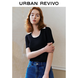  URBAN REVIVO 法式气质 女士T恤  正黑 M