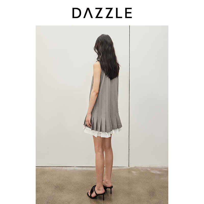 DAZZLE地素【邱天同款】 连衣裙2024夏季新款女装拼接西装短裙 黑色 XS