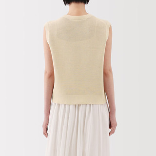無印良品 MUJI（無印良品 ） 女式 强捻网眼法国袖毛衣 女款背心25年夏季针织衫女装 BA1QFA5S 米白色 M (160/84A)
