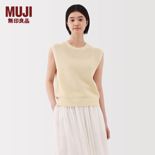 無印良品 MUJI（無印良品 ） 女式 强捻网眼法国袖毛衣 女款背心25年夏季针织衫女装 BA1QFA5S 米白色 M (160/84A)
