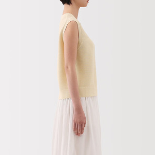 無印良品 MUJI（無印良品 ） 女式 强捻网眼法国袖毛衣 女款背心25年夏季针织衫女装 BA1QFA5S 米白色 M (160/84A)