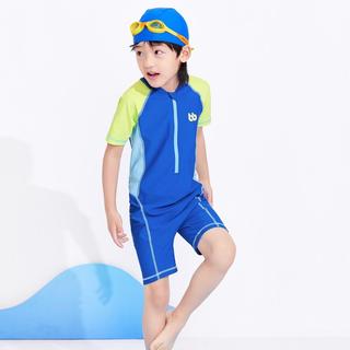 撞色连体男童泳装儿童泳衣套装连体游泳衣夏季大小童宝宝高弹耐氯