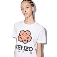 高田贤三（KENZO）女士棉质花朵印花圆领宽松短袖T恤 白色 FD52TS0394SO 01 M