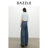 DAZZLE地素 毛针织衫2024夏季四季针织短袖上衣 浅蓝色 XS