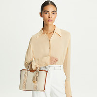 托里.伯奇（TORY BURCH）女士perry织物托特包购物袋手提包米色 