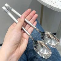 茶花谷高颜值设计不锈钢勺子家用吃饭汤勺便捷喂饭 银头灯笼勺包装含5支