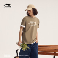 李宁纯棉短袖女夏季装体恤圆领运动上衣半袖运动T恤男士 L