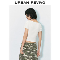URBAN REVIVO 假两件设计 女士短袖T恤