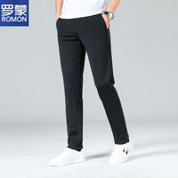 罗蒙夏季休闲裤男士直筒西裤四面弹力男裤垂感百搭长裤子潮 黑色 29