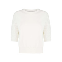 【裙旅远方】sdeer圣迪奥女罗纹镂空钩花修身针织衫S252Z3503 浅粉灰/47（实物颜色为白色/9B） L/170