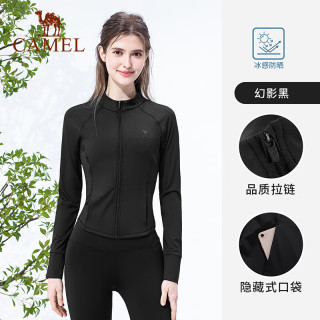 骆驼 瑜伽外套修身防晒衣 2XL 幻影黑