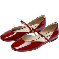 73hours女鞋浪漫发酵2025春季法式红色玛丽珍鞋平底浅口单鞋 黑色 35
