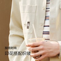 森马长袖衬衫男春季经典翻领字母印花上衣101124105115