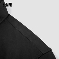 森马(Semir)长袖衬衫男2024春季经典翻领字母印花上衣101124105115 黑色90001 M