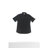 Burberry/博柏利 男士棉混纺纯色单排扣翻领短袖衬衫 海军蓝