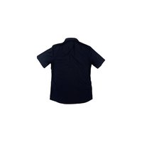 Burberry/博柏利 男士棉混纺纯色单排扣翻领短袖衬衫 黑色