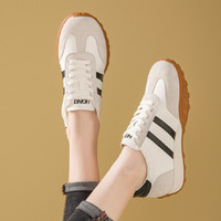 红蜻蜓 RED DRAGONFLY春夏免系带德训鞋休闲轻便果冻底运动板鞋百搭小白鞋女 JJ25128061白黑色 38