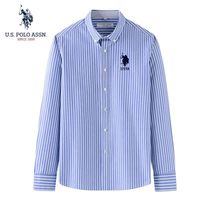美国马球协会 U.S. POLO ASSN.USPOLOASSN春秋纯棉牛津纺衬衫男长袖青年休闲宽松条纹衬衣男宽松