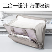得力 A4/7格横版布质风琴包多层文件夹试卷收纳袋 文件袋资料手提包资料册 办公学习PM339蓝色