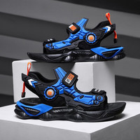 轩途诗 儿童凉鞋男 新款夏季男童凉鞋 中大童软底防滑儿童小孩子学生凉鞋 黑蓝 32 码