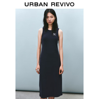 UR2025春季女装时尚休闲刺绣图案无袖连衣裙UYU750027 藏青 XL