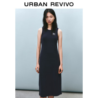 UR2025春季女装时尚休闲刺绣图案无袖连衣裙UYU750027 藏青 XL