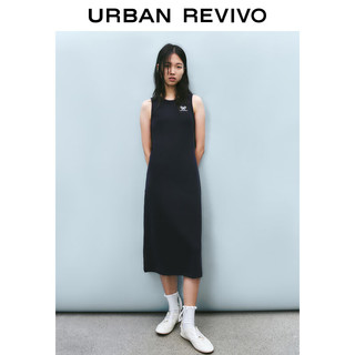 UR2025春季女装时尚休闲刺绣图案无袖连衣裙UYU750027 藏青 XL