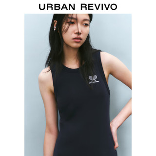 UR2025春季女装时尚休闲刺绣图案无袖连衣裙UYU750027 藏青 XL