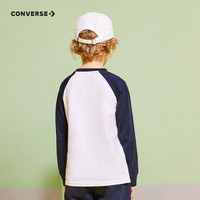Converse 匡威儿童装男童T恤长袖春秋中大童纯棉女童打底衫薄款潮 纯白色 130 /64 【身高116-122cm】