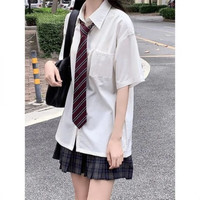 忆思减2025年夏季日系短款jk制服基础薄款短袖衬衫女设计感小众上衣 【白色】单件衬衫+领带 L
