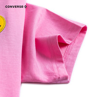 匡威Converse童装男女童短袖T恤季儿童笑脸印花休闲短T上衣 康乃馨 120/60