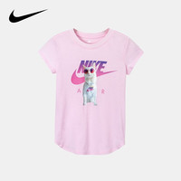 NIKE 耐克小童装女童纯棉短袖T恤夏季儿童针织休闲上衣 樱花粉 90 /52 【身高86-92cm】