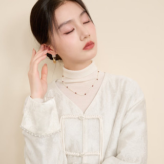 三彩【日月流光】2024冬季新中式棉服亮丝提花重工盘扣外套女C 米白色 S 155/80A