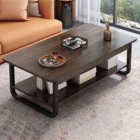 LISM创意家居茶几客厅家用小户型简易小尺寸茶几桌简约现代收纳柜 【双层】黑胡桃色+黑钢架80cm