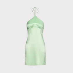 Bershka 女式时尚潮流设计感纯色尖领系绳挂脖连衣裙