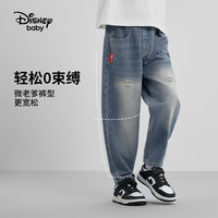 迪士尼童装男童时尚牛仔长裤2024秋装儿童潮流休闲裤春秋 复古蓝