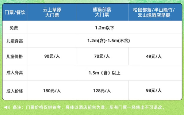 低至399/晚，包邮区遛娃热门款！安吉云上草原度假村4家官方酒店1-2晚通兑（含早+乐园门票等）