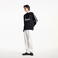 杰克·琼斯(JACK&JONES)25年男装圆领卫衣男春秋款潮宽松插肩长袖套头运动两道杠男士卫衣 E40黑色 M