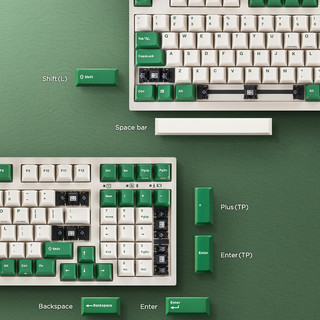FC980MBT白绿PD配色LEOPOLD利奥博德大L机械键盘樱桃红轴蓝牙键盘 樱桃红轴-FC980MBT-可蓝牙可有线-白绿PD