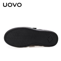 UOVO男童鞋中大童春秋小运动鞋英伦时尚黑色小皮鞋透气潮 33码