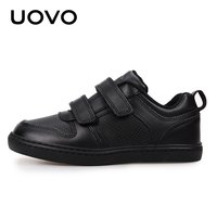 UOVO男童鞋中大童春秋小运动鞋英伦时尚黑色小皮鞋透气潮 38