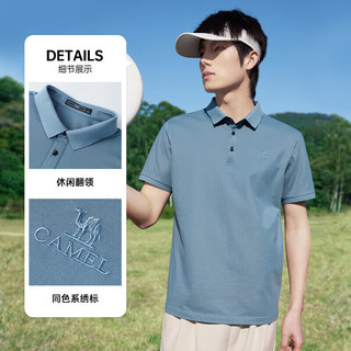 骆驼（CAMEL）桑蚕丝透气POLO衫男士珠地棉翻领户外休闲运动短袖夏季M13BAQN025 2XL 墨蓝