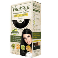 维彤 Vitalstyl 染发剂 2N自然黑色155ml（进口染发膏 无氨植物 理想遮白发）